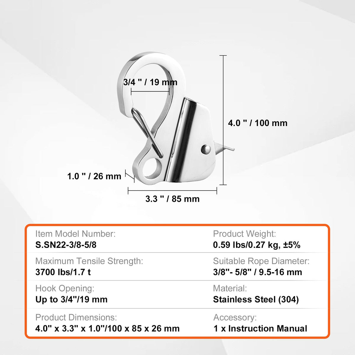 Boat Anchor Hook Stainless Steel Knotless Anchor System with Quick Release