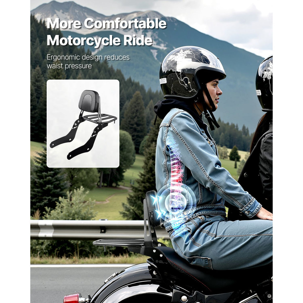 Motorcycle Backrest Sissy Bar with Luggage Rack for Honda Rebel 2017-2022