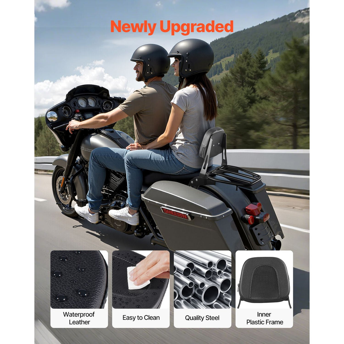 Motorcycle Backrest Sissy Bar with Luggage Rack for Honda Rebel 2017-2022