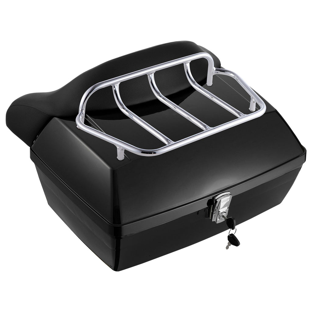 Motorcycle Top Case, Universal Durable PP Material Motorbike Tail Box with Reflective Panel, 48L Waterproof Detachable Motorcycle Top Box with Multi-Hole Base, Fit for 99% of Motorcycle Frames