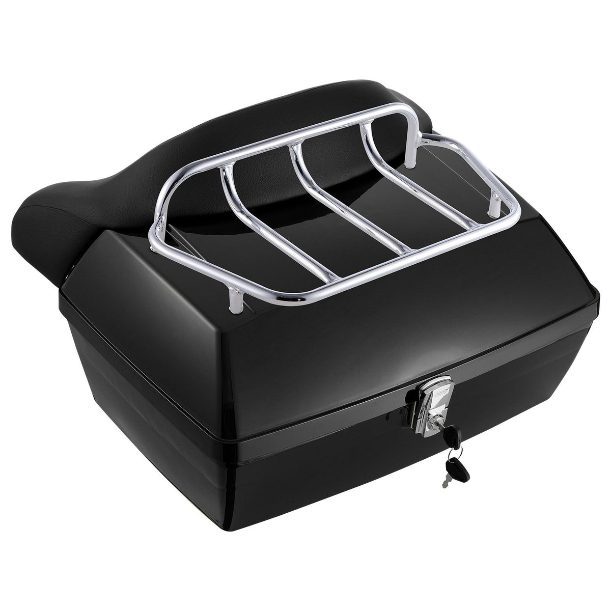 Motorcycle Top Case, Universal Durable PP Material Motorbike Tail Box with Reflective Panel, 48L Waterproof Detachable Motorcycle Top Box with Multi-Hole Base, Fit for 99% of Motorcycle Frames