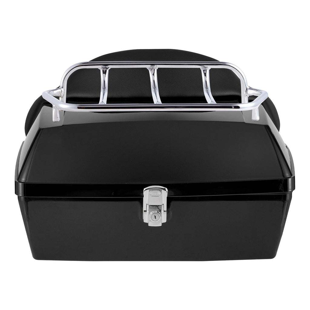 Motorcycle Top Case, Universal Durable PP Material Motorbike Tail Box with Reflective Panel, 48L Waterproof Detachable Motorcycle Top Box with Multi-Hole Base, Fit for 99% of Motorcycle Frames