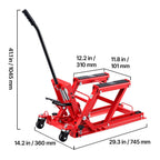 Hydraulic Motorcycle Lift Jack, 680 kg Capacity, ATV Lift Jack Portable Motorcycle Hoist Stand with 4 Wheels, 115-385 mm Height Range, Hydraulic Foot-Operated Hoist Stand for ATVs, Dirt Bikes