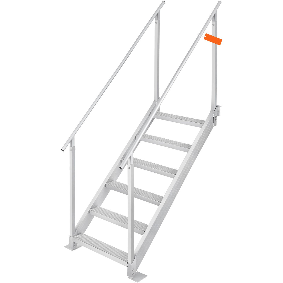 Dock Ladder, 1.09 m-1.29 m Adjustable Height, 227 kg Load Capacity, Aluminum Alloy 6 Steps Pontoon Boat Ladder with Dual Handrails & Nonslip Mat, Ideal for Ship/Lake/Pool/Marine Boarding