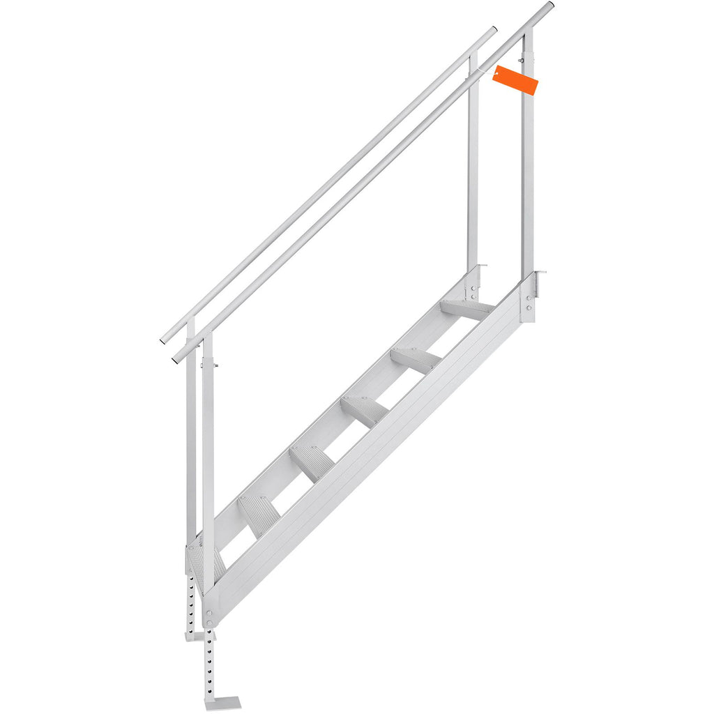 Dock Ladder, 1.09 m-1.29 m Adjustable Height, 227 kg Load Capacity, Aluminum Alloy 6 Steps Pontoon Boat Ladder with Dual Handrails & Nonslip Mat, Ideal for Ship/Lake/Pool/Marine Boarding