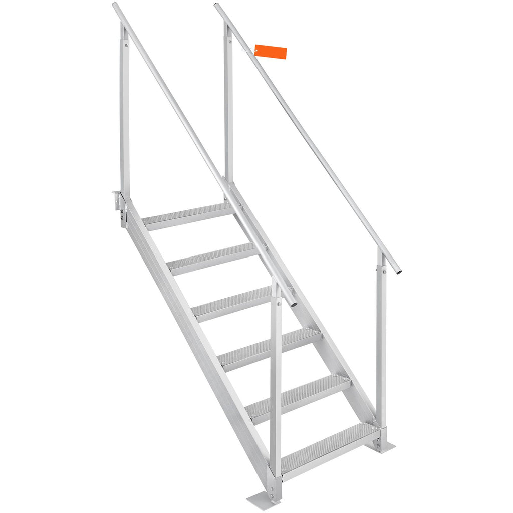Dock Ladder, 1.09 m-1.29 m Adjustable Height, 227 kg Load Capacity, Aluminum Alloy 6 Steps Pontoon Boat Ladder with Dual Handrails & Nonslip Mat, Ideal for Ship/Lake/Pool/Marine Boarding