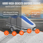 Jet Ski Cover 320-342 cm Trailerable Waterproof PWC Cover, Heavy-duty 600D Marine Grade PU Oxford Fabric, UV Resistant Seadoo Cover with Buckle Straps, Personal Watercraft Covers, Grey+Blue