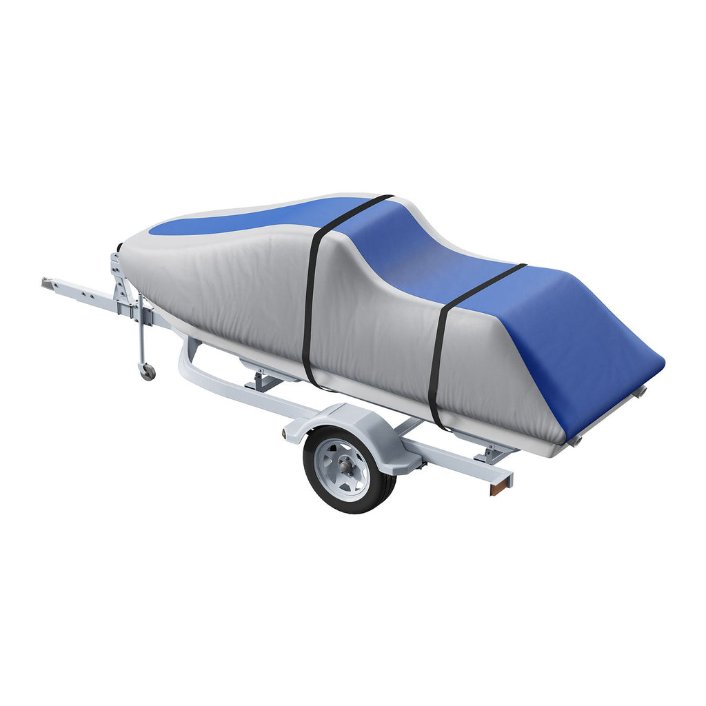Jet Ski Cover 320-342 cm Trailerable Waterproof PWC Cover, Heavy-duty 600D Marine Grade PU Oxford Fabric, UV Resistant Seadoo Cover with Buckle Straps, Personal Watercraft Covers, Grey+Blue