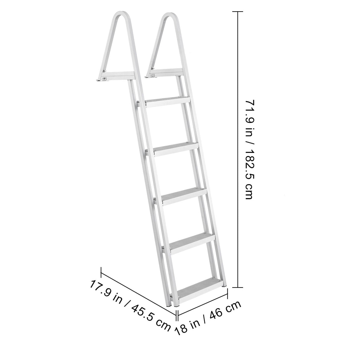 Removable Dock Ladder 5 Steps, 159 kg Load Capacity, Pontoon Boat Ladder with 4'' Wide Step & Nonslip Design for Ship/Lake/Pool/Marine Boarding