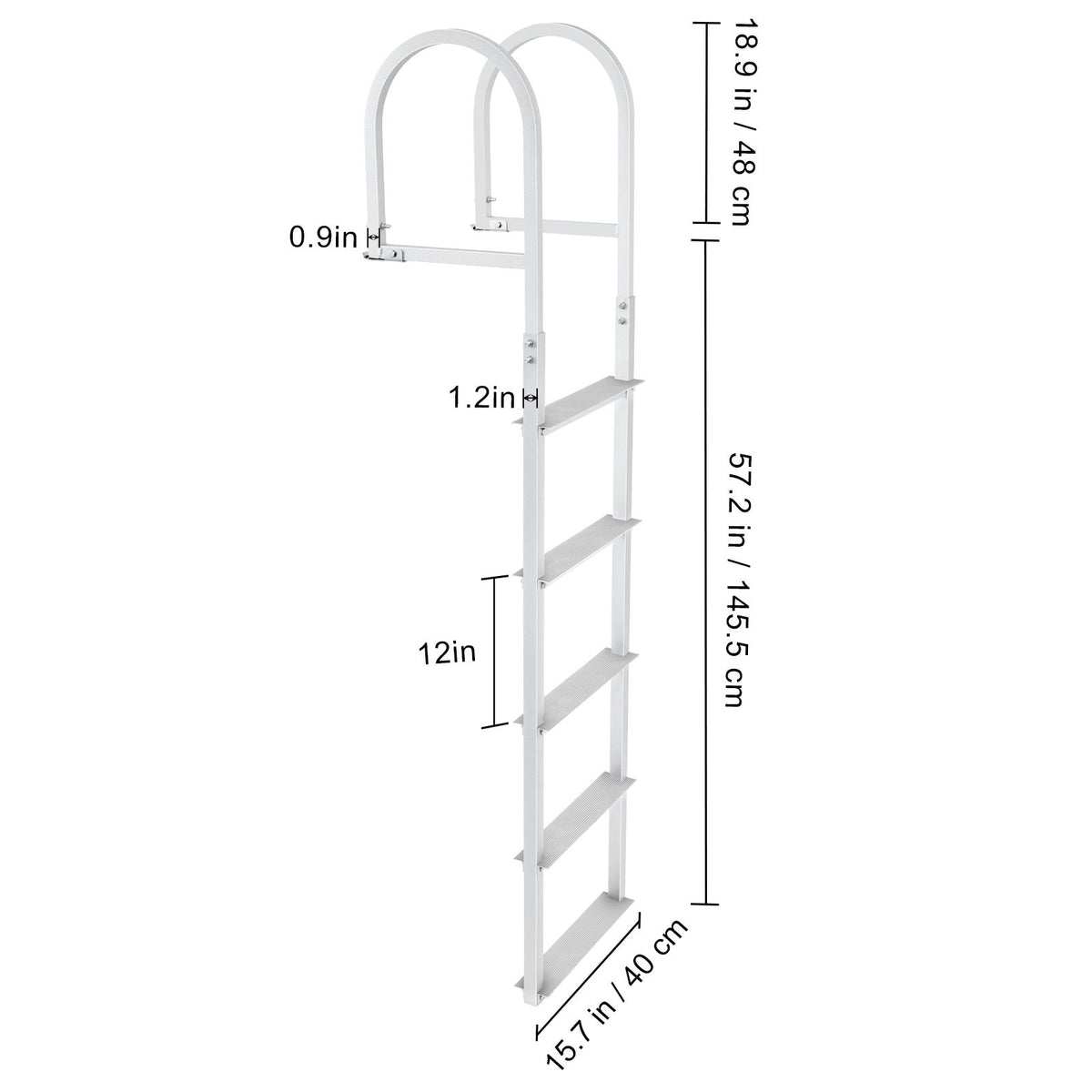 Dock Ladder, Removable 5 Steps, 227 kgs Load Capacity, Aluminum Alloy Pontoon Boat Ladder with 3.1'' Wide Step & Nonslip Rubber Mat, Easy to Install for Ship/Lake/Pool/Marine Boarding