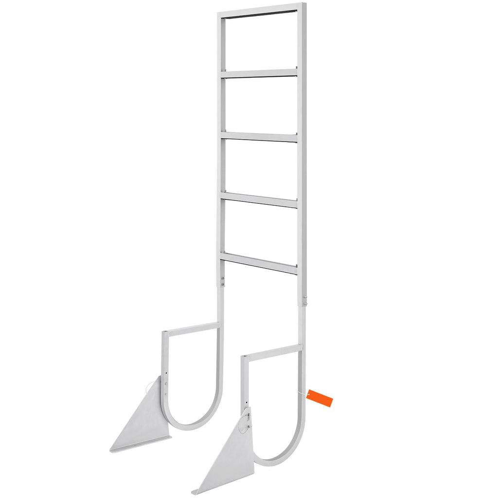 Dock Ladder, Flip-Up 5 Steps, 350 lbs Load Capacity, Aluminum Alloy Pontoon Boat Ladder with 2'' Wide Step & Nonslip Rubber Mat, Easy to Install for Ship/Lake/Pool/Marine Boarding