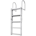 Dock Ladder, Retractable 5 Steps, 350 lbs Load Capacity, Aluminum Alloy Pontoon Boat Ladder with 66.9''-78.9'' Adjustable Height, 4'' Wide Step & Mat, for Ship/Lake/Pool/Marine Boarding