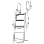 Dock Ladder, Retractable 5 Steps, 350 lbs Load Capacity, Aluminum Alloy Pontoon Boat Ladder with 66.9''-78.9'' Adjustable Height, 4'' Wide Step & Mat, for Ship/Lake/Pool/Marine Boarding