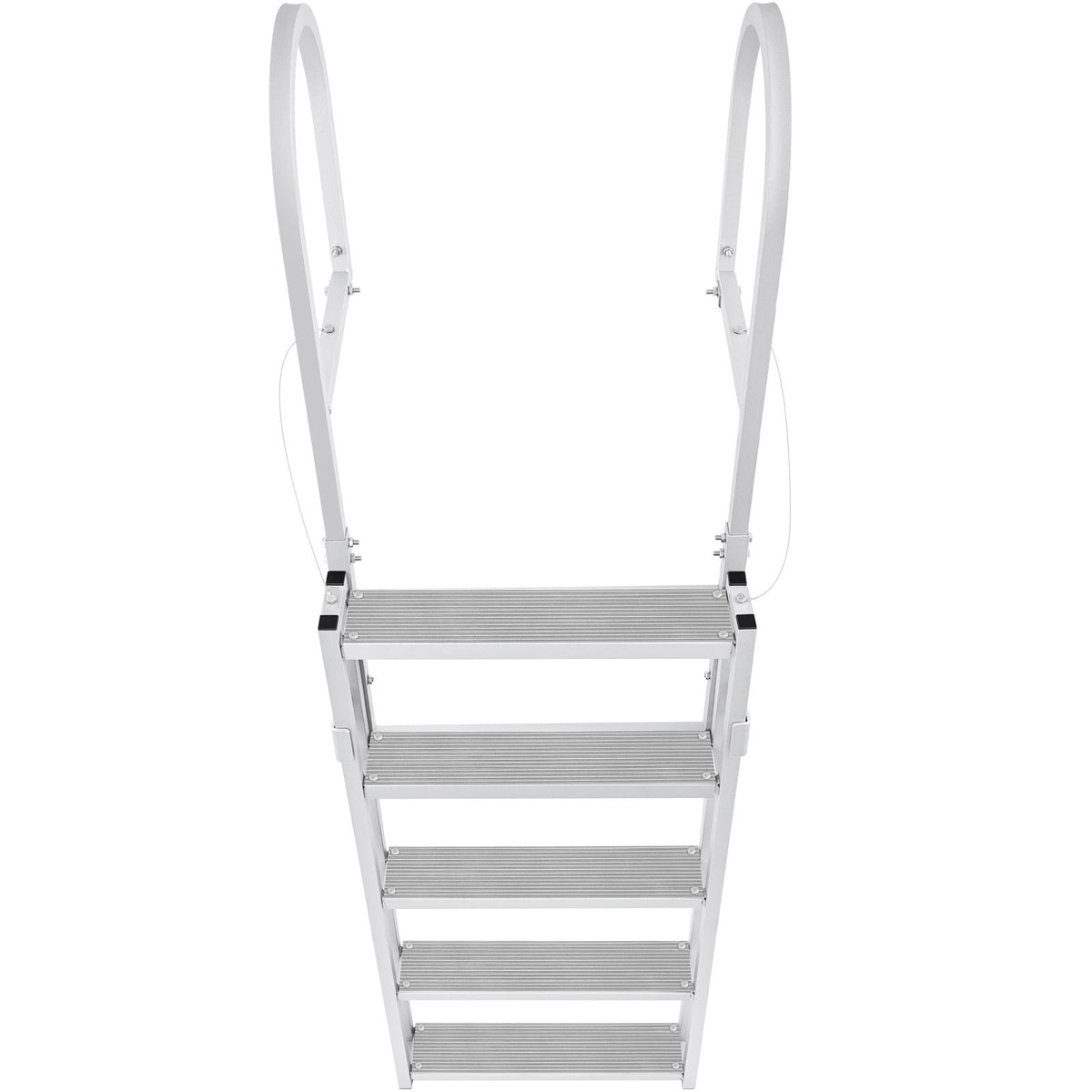 Dock Ladder, Retractable 5 Steps, 350 lbs Load Capacity, Aluminum Alloy Pontoon Boat Ladder with 66.9''-78.9'' Adjustable Height, 4'' Wide Step & Mat, for Ship/Lake/Pool/Marine Boarding