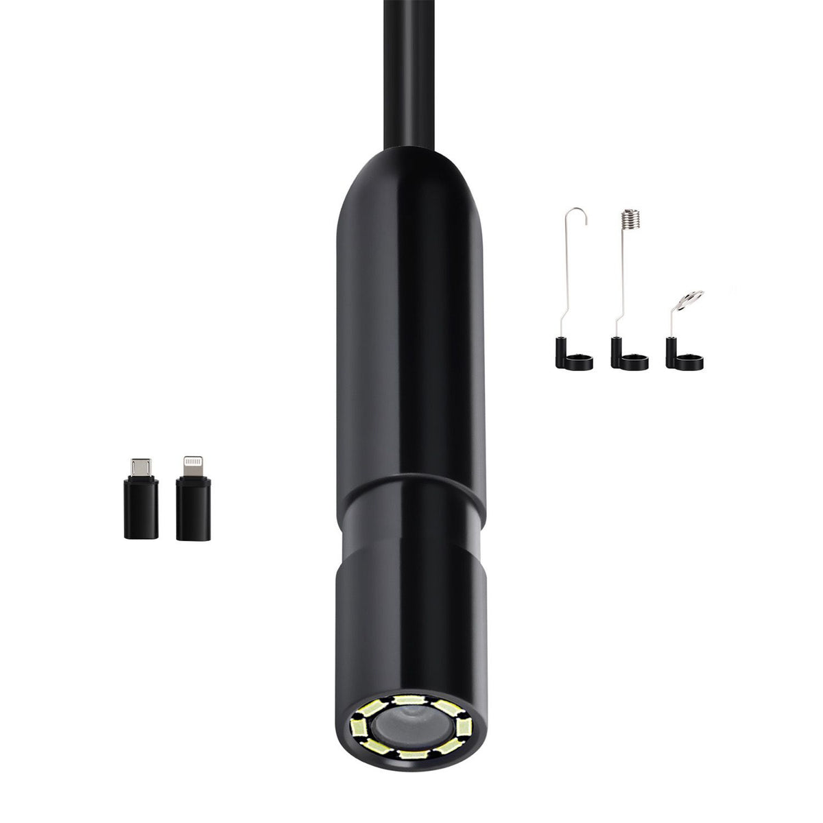 Endoscope Camera with Light, 1920P HD Borescope for Android & IOS, 8 LED Lights Inspection Camera with 5m Semi-Rigid Cable, 2X Zoom, IP67 Waterproof Snake Scope Camera for Auto, Plumbing