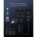 Endoscope Camera with Light, 1920P HD Borescope for Android & IOS, 8 LED Lights Inspection Camera with 5m Semi-Rigid Cable, 2X Zoom, IP67 Waterproof Snake Scope Camera for Auto, Plumbing