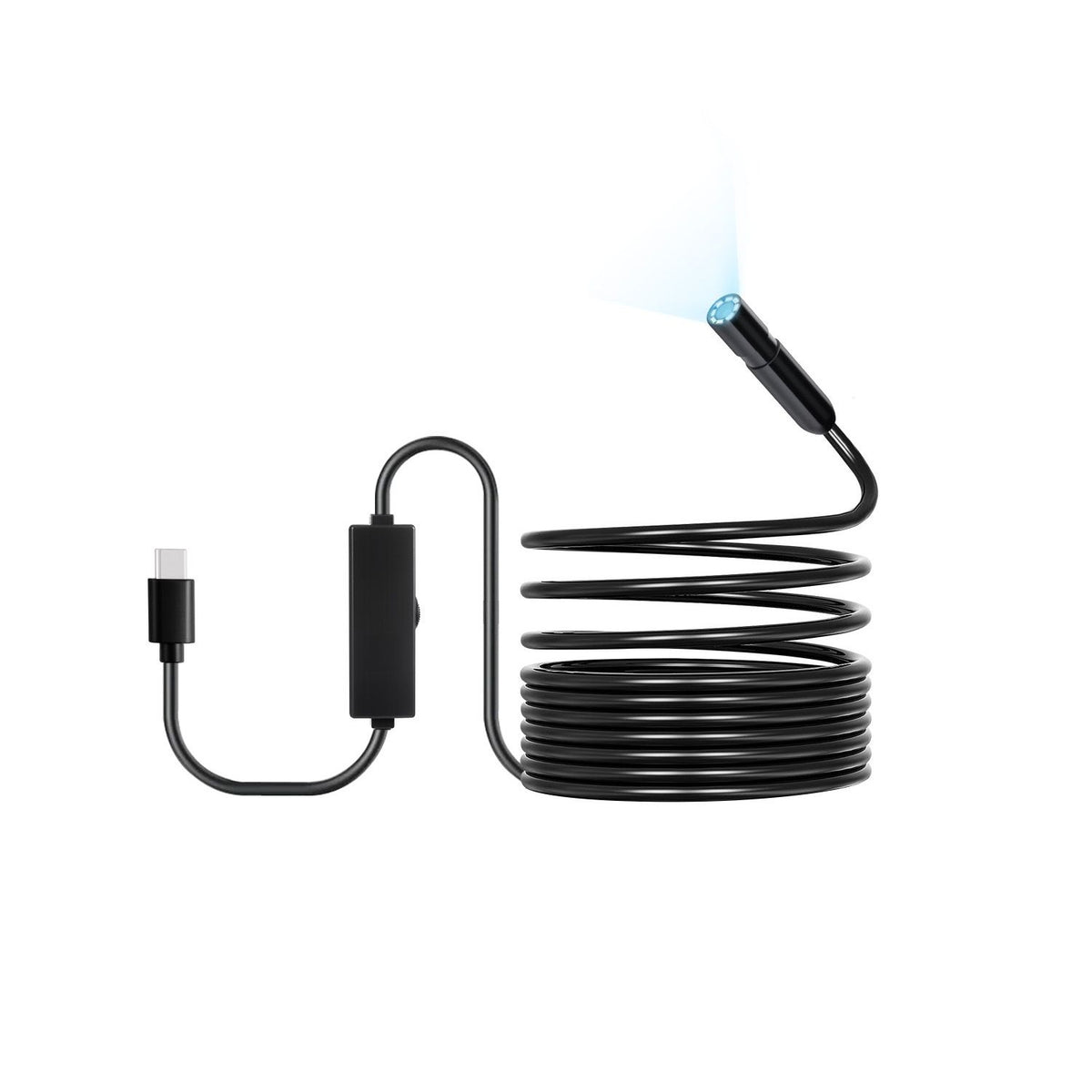 Endoscope Camera with Light, 1920P HD Borescope for Android & IOS, 8 LED Lights Inspection Camera with 5m Semi-Rigid Cable, 2X Zoom, IP67 Waterproof Snake Scope Camera for Auto, Plumbing