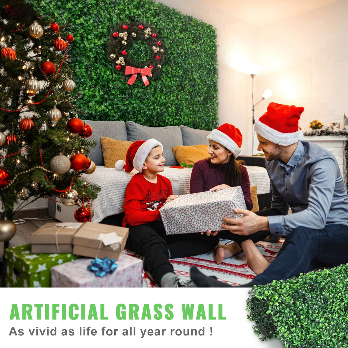 12PCS 10x10 inch Artificial Boxwood Panels, Boxwood Hedge Wall Mat,Artificial Grass Backdrop Wall, Privacy Hedge Screen UV Protected for Outdoor Indoor Garden Fence Backyard