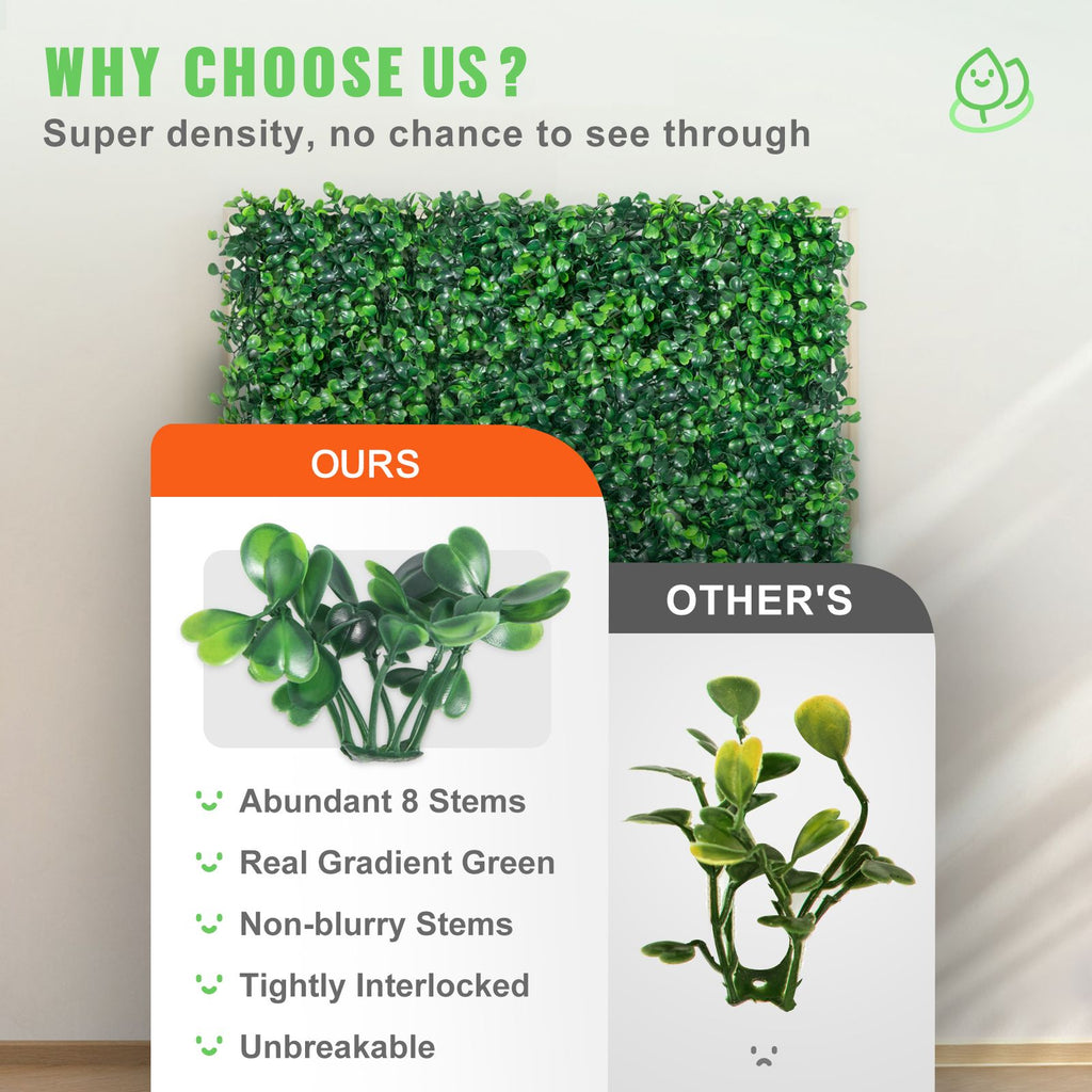 12PCS 10x10 inch Artificial Boxwood Panels, Boxwood Hedge Wall Mat,Artificial Grass Backdrop Wall, Privacy Hedge Screen UV Protected for Outdoor Indoor Garden Fence Backyard