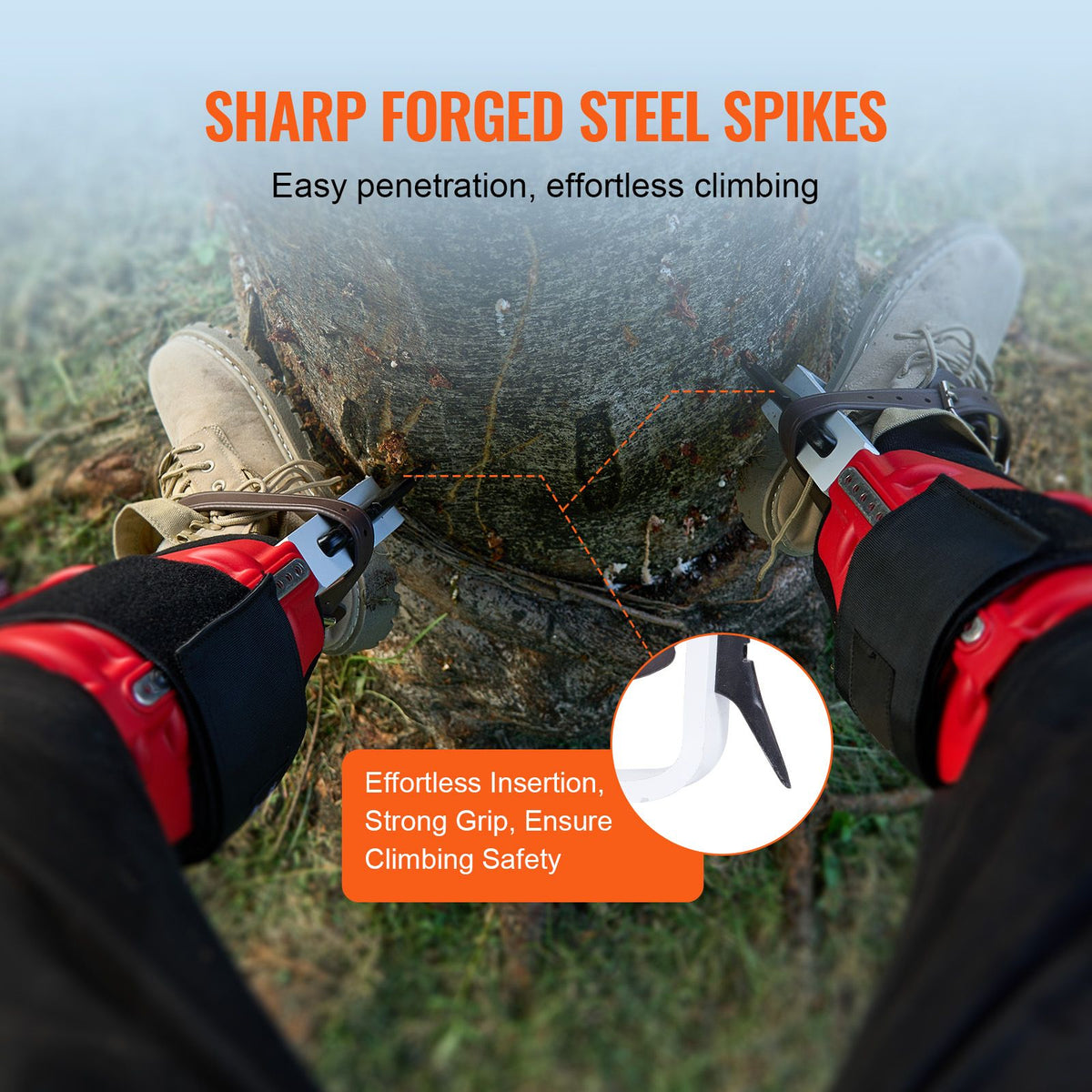 Tree Climbing Spikes, 1 Pair Aluminum Climbing Spurs, 350lbs Load Capacity Tree Climbing Gear with Straps and Spike Protectors, Arborist Equipment for Climbers, Hunting, Fruit Picking, Red