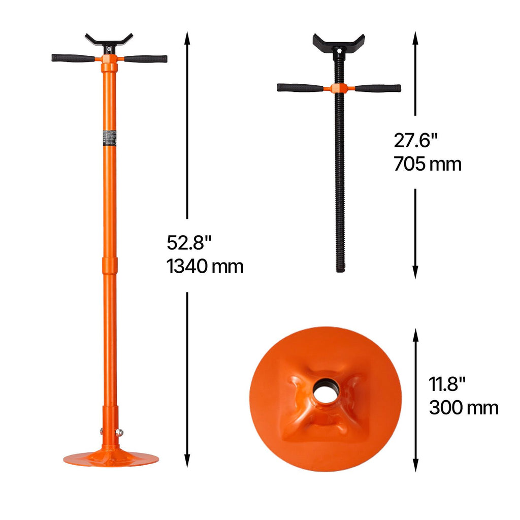 Underhoist Support Stand, 3/4 Ton Capacity Under Hoist Jack Stand, Lifting from 52.8 to 76 in, Self-Locking Threaded Screw, Bearing Mounted Spin Handle Pole Jack, Support Vehicle Components