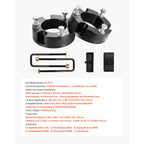 76.2 mm Front and 50.8 mm Rear Leveling Lift Kit for 2005-2021 2022 2023 Toyota Tacoma 2WD/4WD, Chassis Level Kit with 2 Front Strut Spacers, 2 Rear Lift Blocks, 4 U-Bolts, Suspension Level Kit