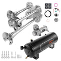 Train Horns Kit, 4 Trumpet Air Horn Kit, 150dB Train Horns for Pickup Trucks, 12V 160 psi Air Compressor 2.6 Gal/10 L Tank with Gauge for Any 12V Vehicle Car Truck Train Van Boat