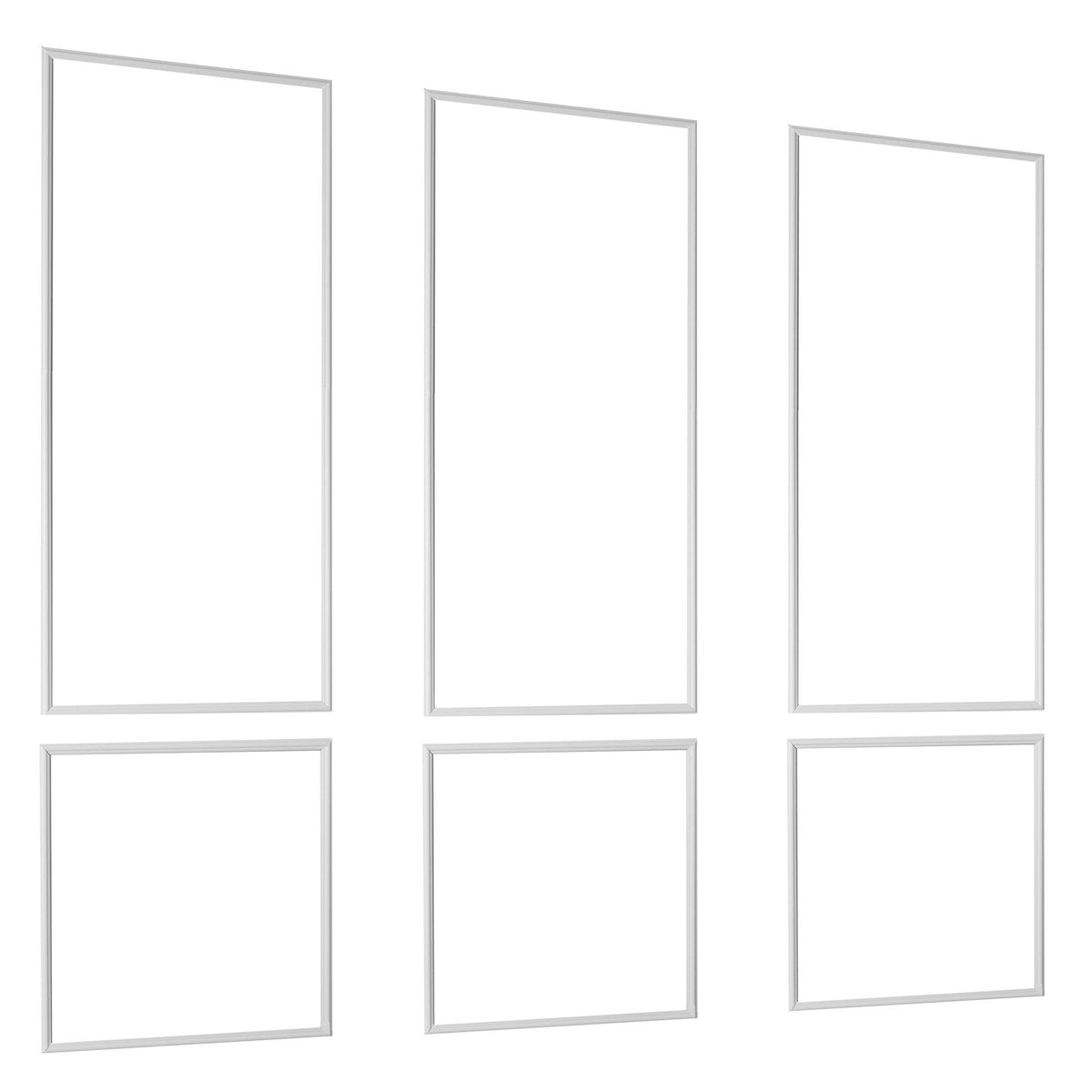 Wall Molding 3 Pack, Wainscoting Panels Kit, Lightweight Paintable Polystyrene, Easy to Install, Waterproof Accent Wall Trim for Interior Décor Living Room, Bedroom, White (61x137 + 61x61 cm)