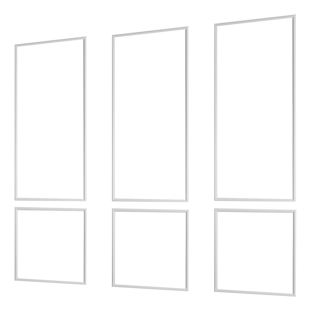 Wall Molding 3 Pack, Wainscoting Panels Kit, Lightweight Paintable Polystyrene, Easy to Install, Waterproof Accent Wall Trim for Interior Décor Living Room, Bedroom, White (61x137 + 61x61 cm)