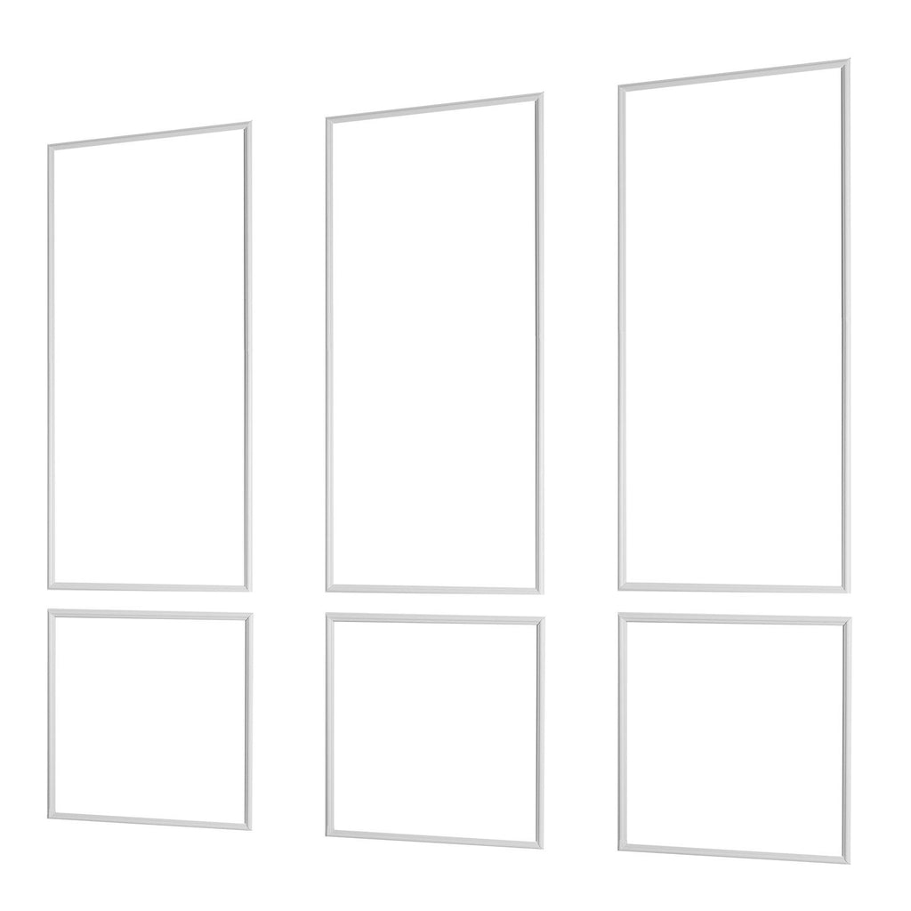 Wall Molding 3 Pack, Wainscoting Panels Kit, Lightweight Paintable Polystyrene, Easy to Install, Waterproof Accent Wall Trim for Interior Décor Living Room, Bedroom, White (61x137 + 61x61 cm)