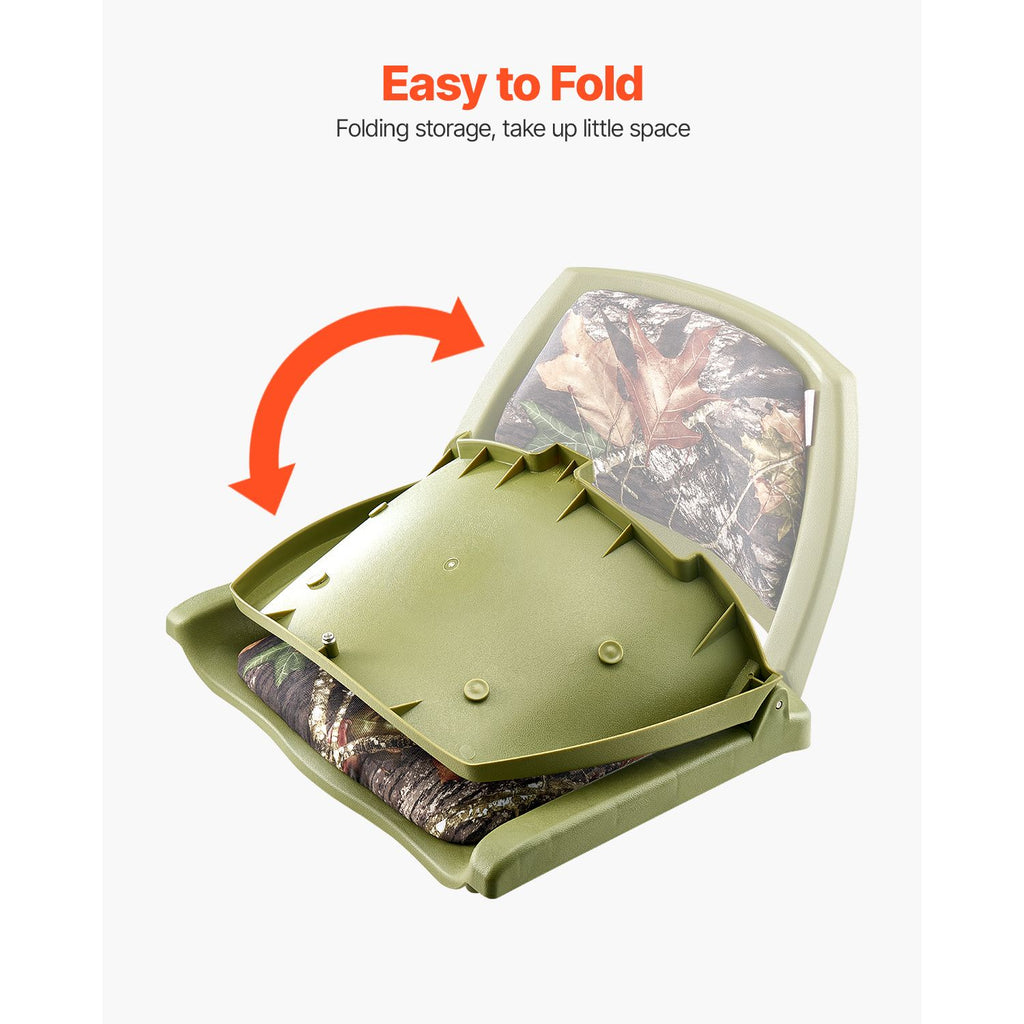 Boat Seat, Low Backrest, Folding Fishing Boat Seat with Thickened Sponge Cushion & PU Polyester Fabric, Strong PP Frame, Flip Up Boat Seat for Fishing Boats, Yachts, Ships, Camouflage Color