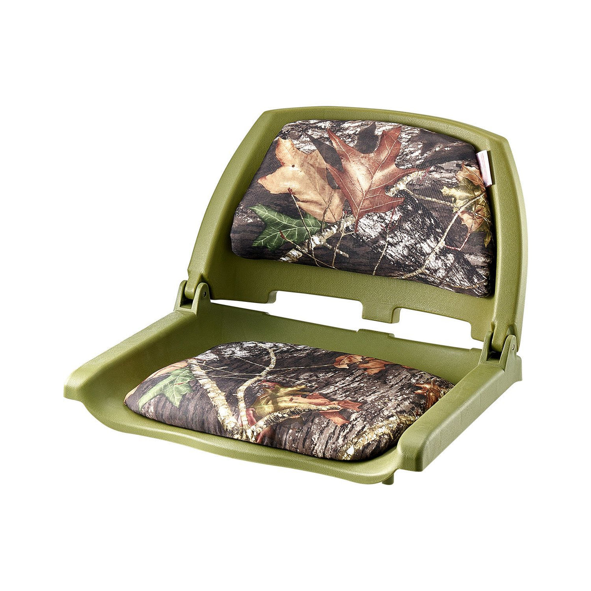 Boat Seat, Low Backrest, Folding Fishing Boat Seat with Thickened Sponge Cushion & PU Polyester Fabric, Strong PP Frame, Flip Up Boat Seat for Fishing Boats, Yachts, Ships, Camouflage Color
