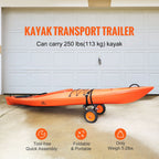 Foldable Kayak Cart Canoe Boat Carrier 250lbs Load with 10'' Solid Tires