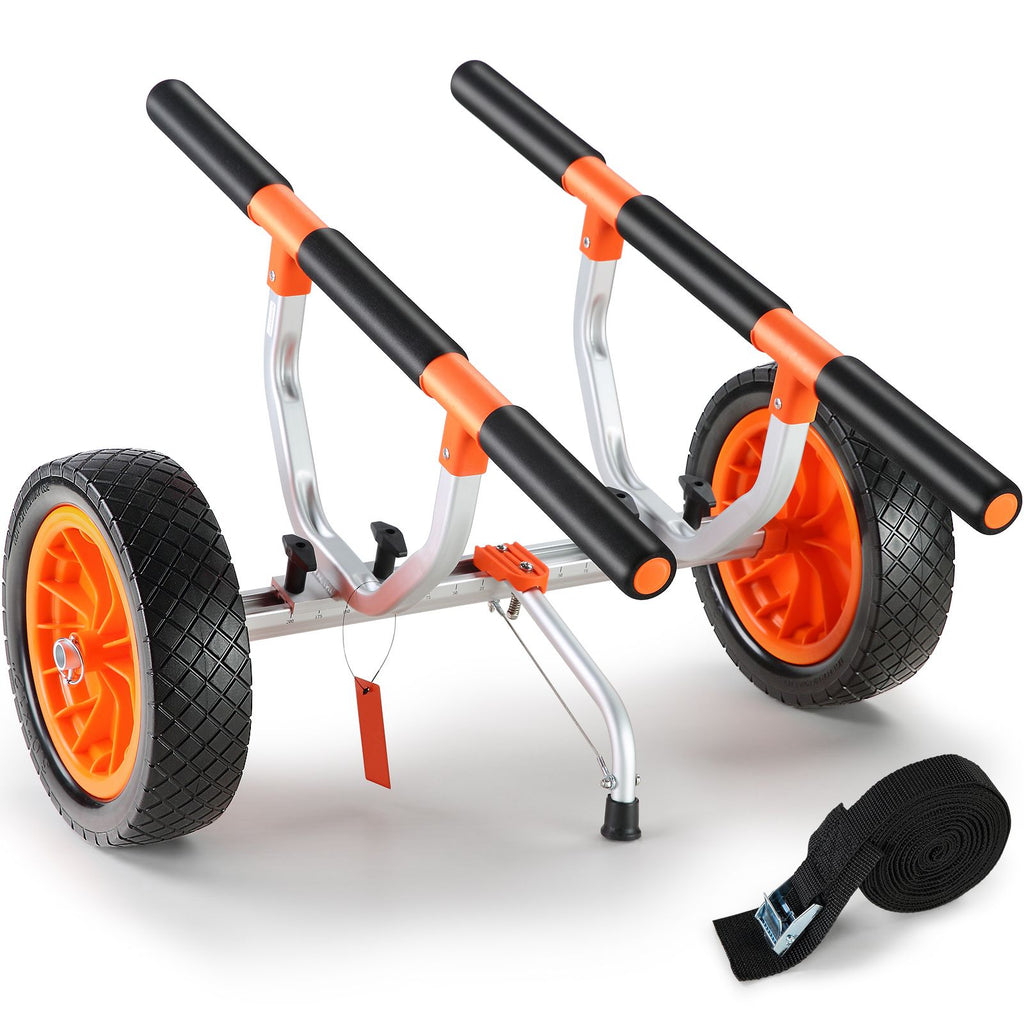Adjustable Kayak Cart Canoe Boat Carrier 450lbs Load with 12'' Solid Tires