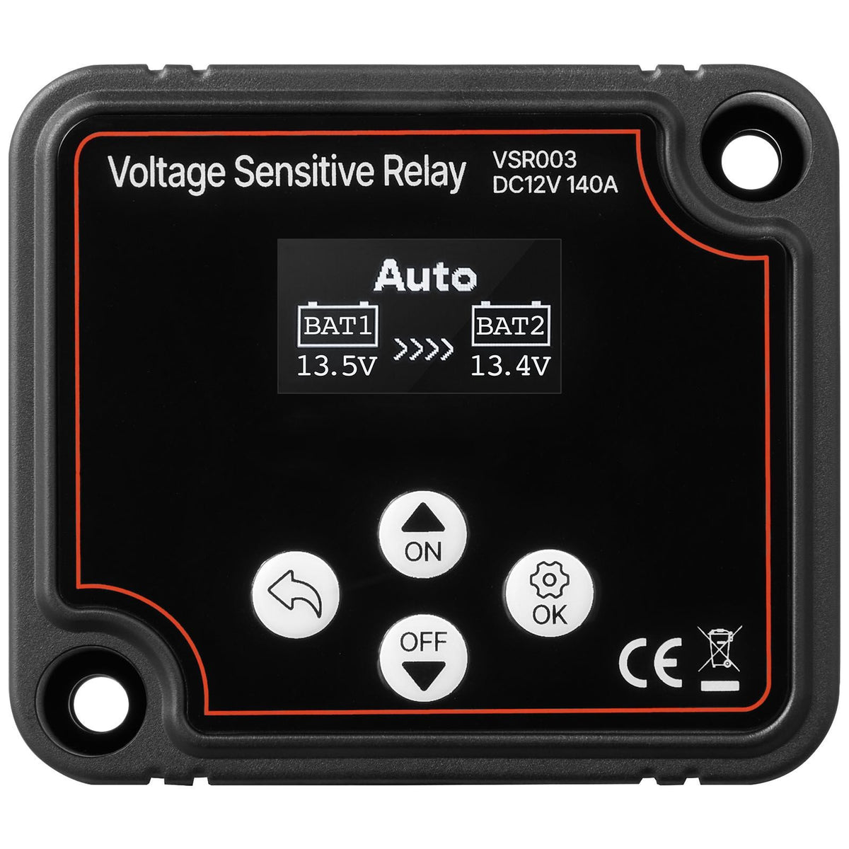 Dual Battery Isolator, 12V 140 Amp, Manual and Automatic VSR Voltage Sensitive Relay with LCD Screen, Smart Battery Isolator for Lithium & Lead-Acid Batteries, for Car Truck RV UTV ATV Boat