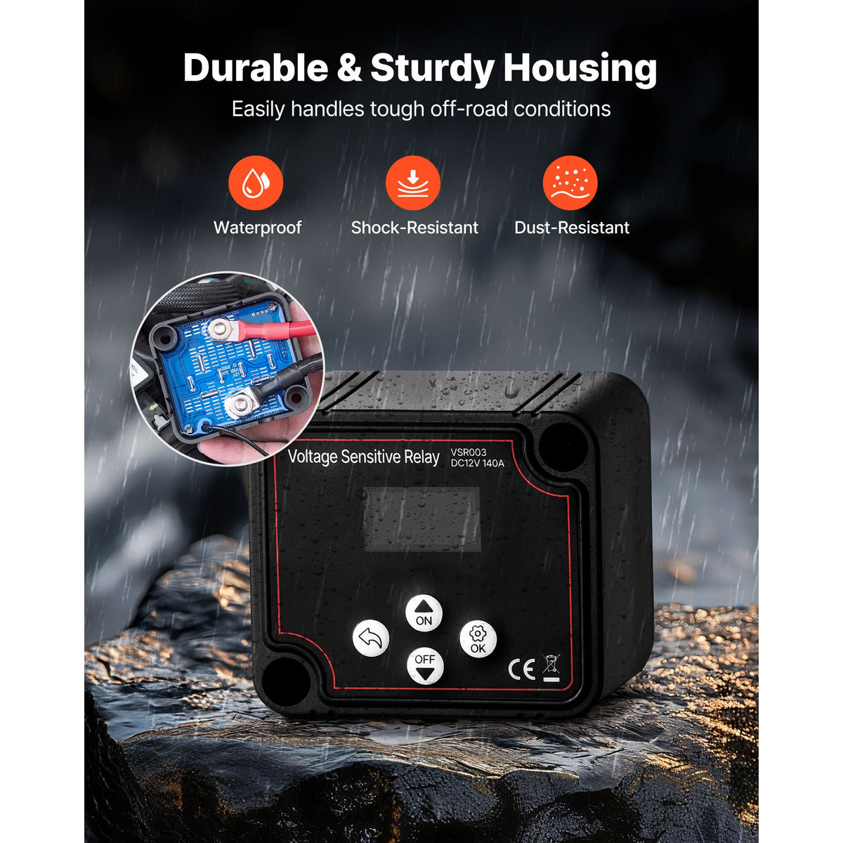 Dual Battery Isolator, 12V 140 Amp, Manual and Automatic VSR Voltage Sensitive Relay with LCD Screen, Smart Battery Isolator for Lithium & Lead-Acid Batteries, for Car Truck RV UTV ATV Boat