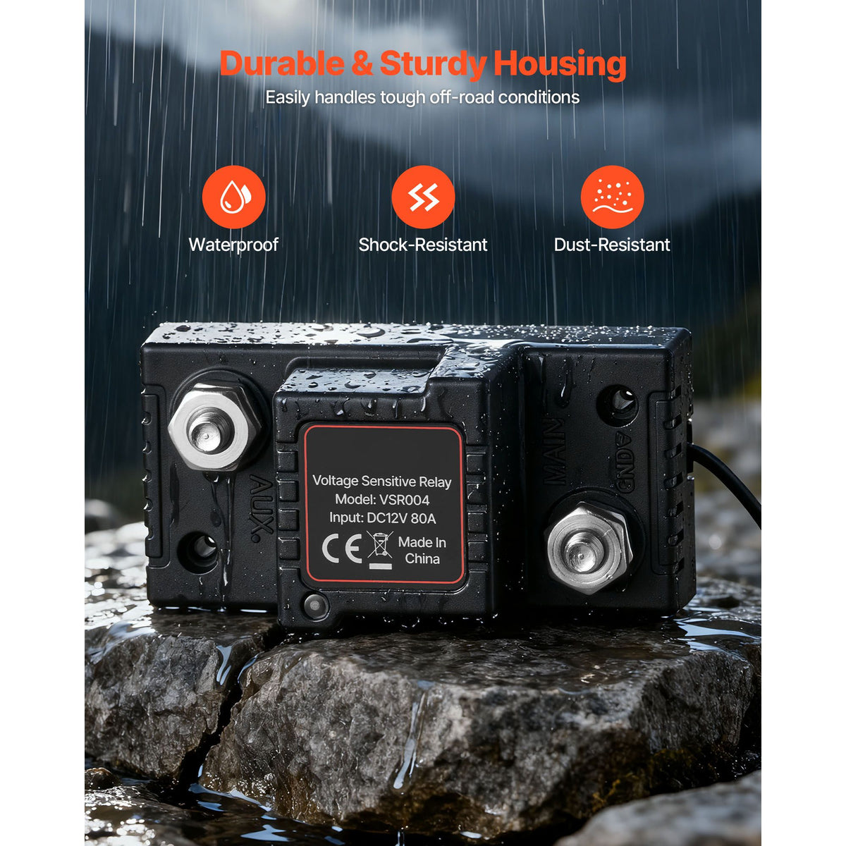 Dual Battery Isolator Kit, 12V 80 Amp, Manual and Automatic VSR Voltage Sensitive Relay with Voltmeter, LCD Screen, Smart Battery Isolator, Compatible with Lead-Acid Batteries, for UTV, ATV