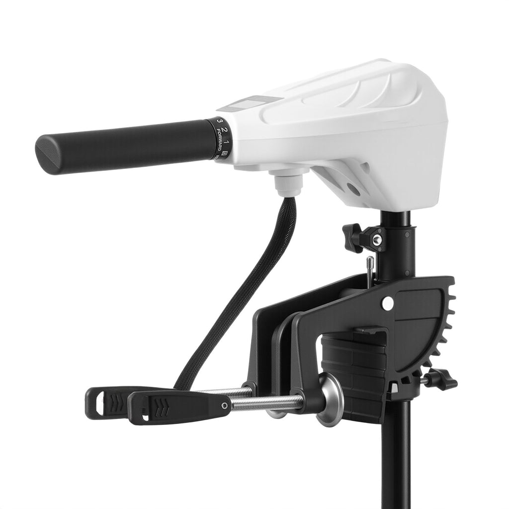 Electric Trolling Motor, Transom Mounted Outboard Boat Motors 12V 55lbs Thrust, 8-Speed Electric Boat Engine w/ Battery Indicator, for Kayaks, Fishing Boats on Freshwater/Saltwater, 30-In Shaft