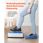 Shoe Cover Dispenser, Automatic Shoe Covers Dispenser with 100 Pcs of Non-Slip Disposable Shoes Covers, Fits Size Up to US 11, for Home, Office, Lab, Factory, Hospital, Indoor Use, Silver