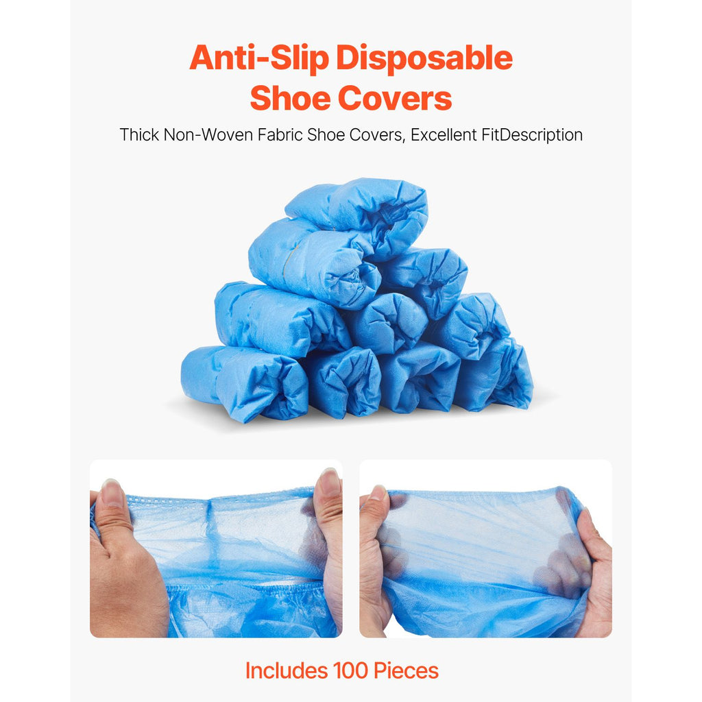 Shoe Cover Dispenser, Automatic Shoe Covers Dispenser with 100 Pcs of Non-Slip Disposable Shoes Covers, Fits Size Up to US 11, for Home, Office, Lab, Factory, Hospital, Indoor Use, Silver