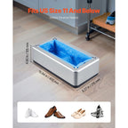 Shoe Cover Dispenser, Automatic Shoe Covers Dispenser with 100 Pcs of Non-Slip Disposable Shoes Covers, Fits Size Up to US 11, for Home, Office, Lab, Factory, Hospital, Indoor Use, Silver