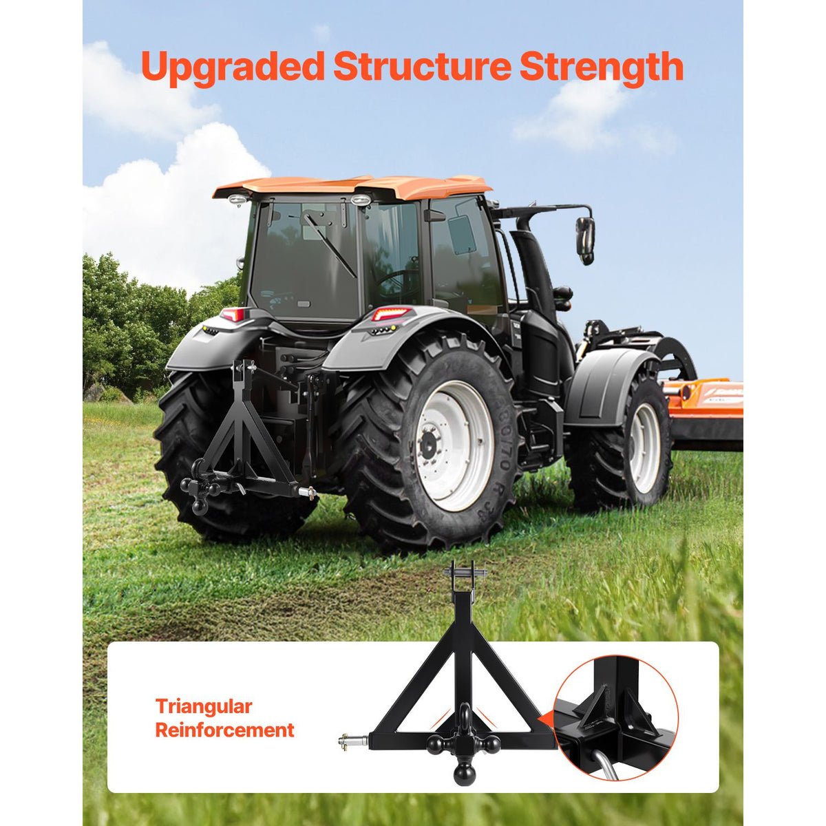 3 Point Trailer Hitch 2 in Receiver, 3pt Quick Hitch Attachment with 3 Trailer Balls, Tractor Tow Drawbar Adapter, Compatible with Kubota, Mahindra, Ford, Yanmar, John Deere, Massey Ferguson