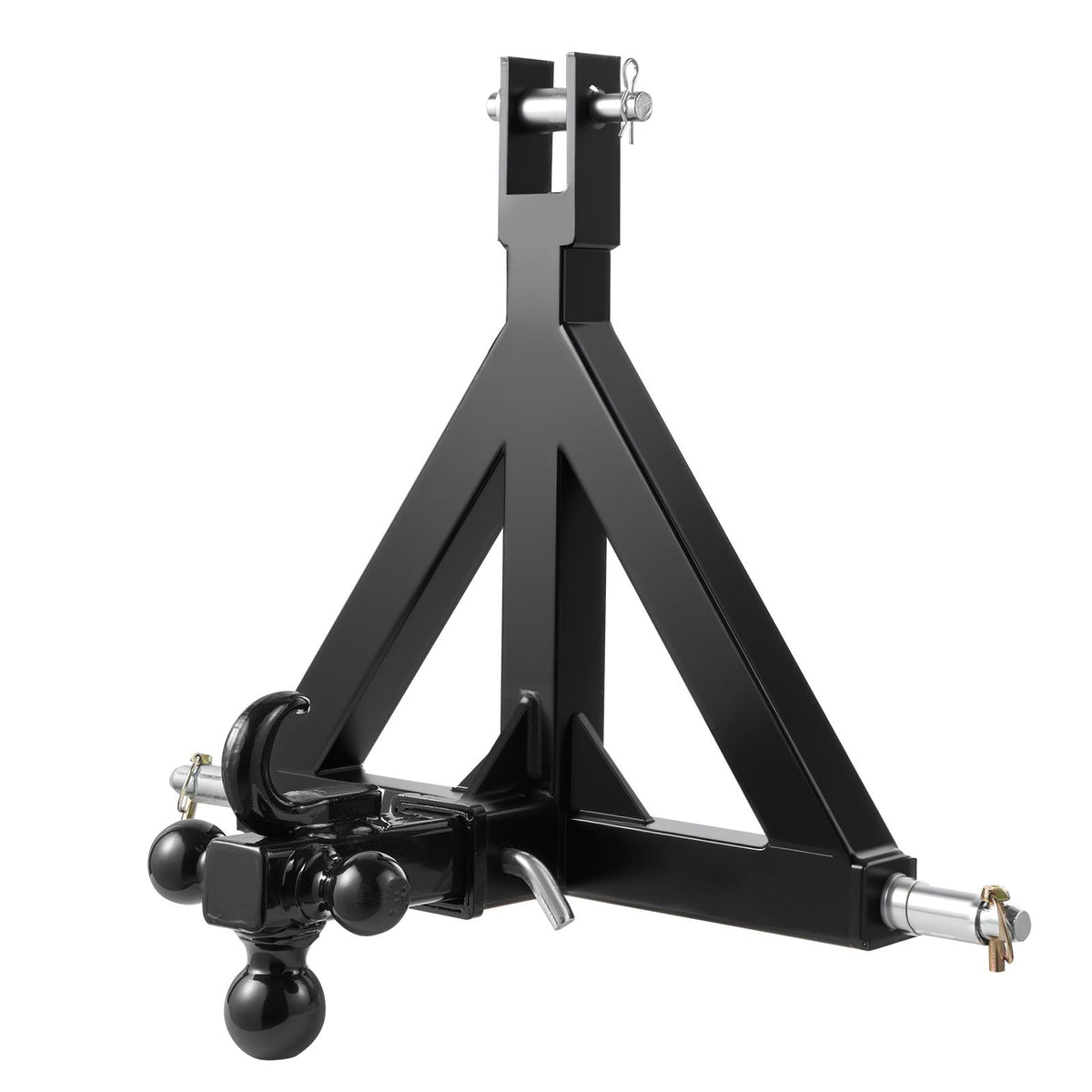 3 Point Trailer Hitch 2 in Receiver, 3pt Quick Hitch Attachment with 3 Trailer Balls, Tractor Tow Drawbar Adapter, Compatible with Kubota, Mahindra, Ford, Yanmar, John Deere, Massey Ferguson