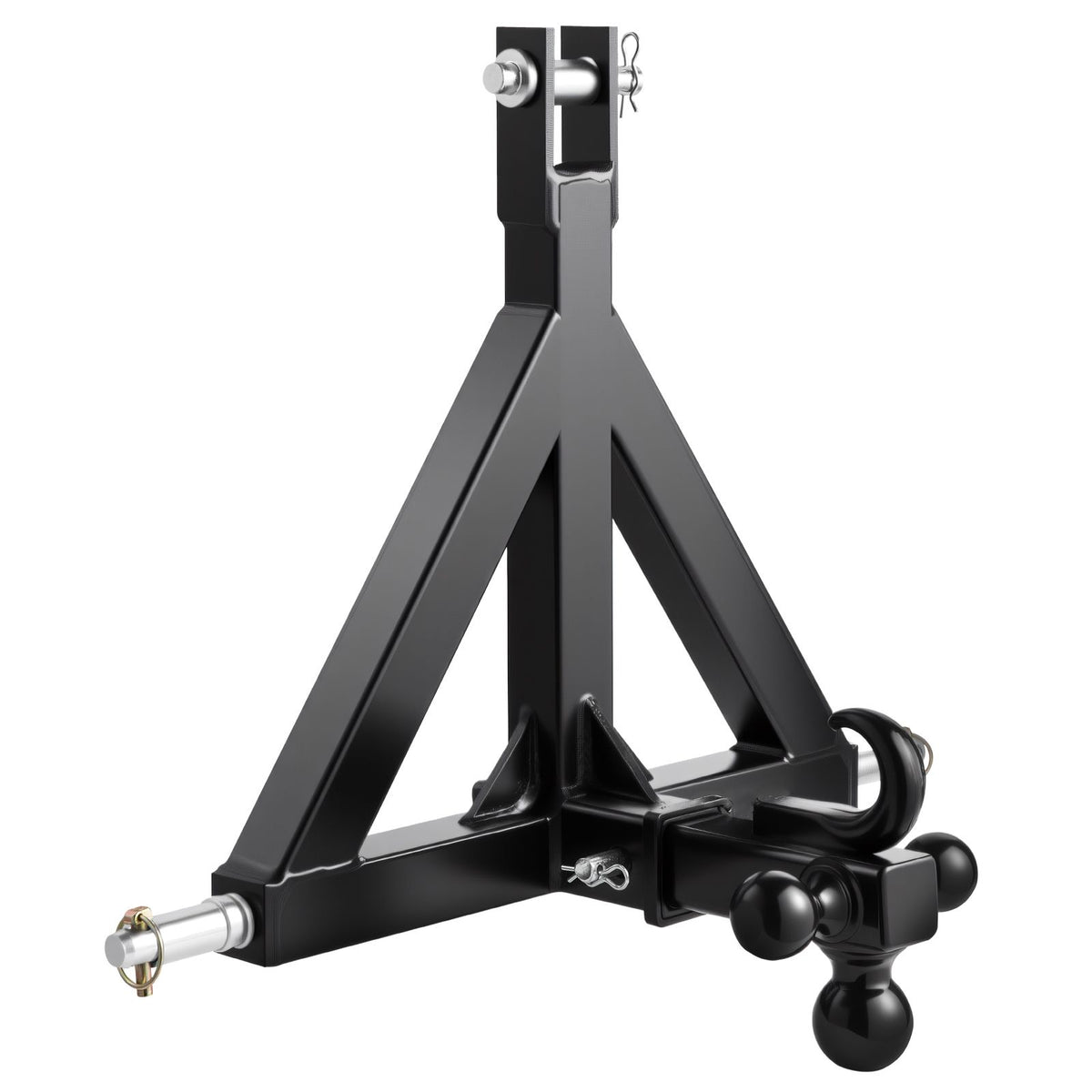 3 Point Trailer Hitch 2 in Receiver, 3pt Quick Hitch Attachment with 3 Trailer Balls, Tractor Tow Drawbar Adapter, Compatible with Kubota, Mahindra, Ford, Yanmar, John Deere, Massey Ferguson