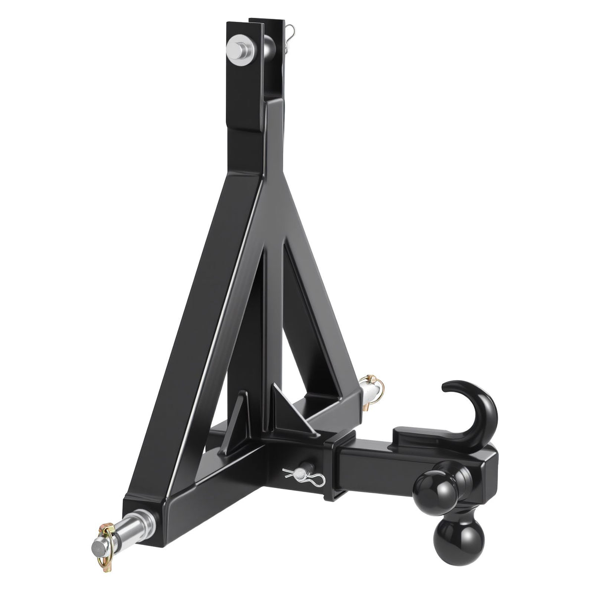 3 Point Trailer Hitch 2 in Receiver, 3pt Quick Hitch Attachment with 3 Trailer Balls, Tractor Tow Drawbar Adapter, Compatible with Kubota, Mahindra, Ford, Yanmar, John Deere, Massey Ferguson