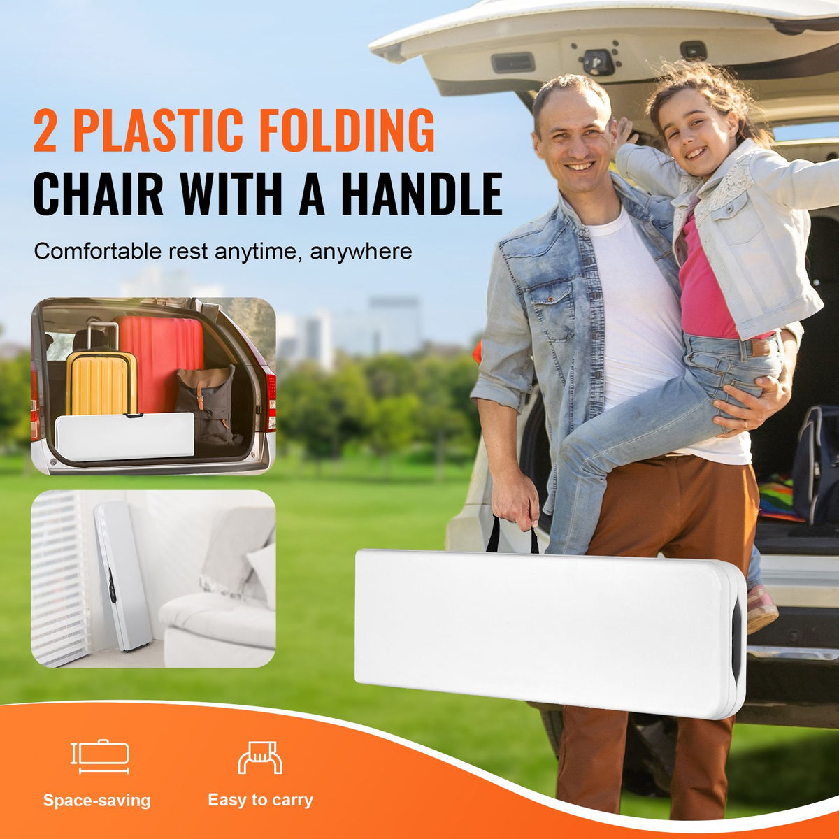 Plastic Folding Bench, 6 ft Portable Bench for Indoor/Outdoor Picnic Party Patio Camping Dining, Foldable Smooth HDPE Seat for Garden Soccer Multipurpose Entertaining Activities, 2 Pack, White