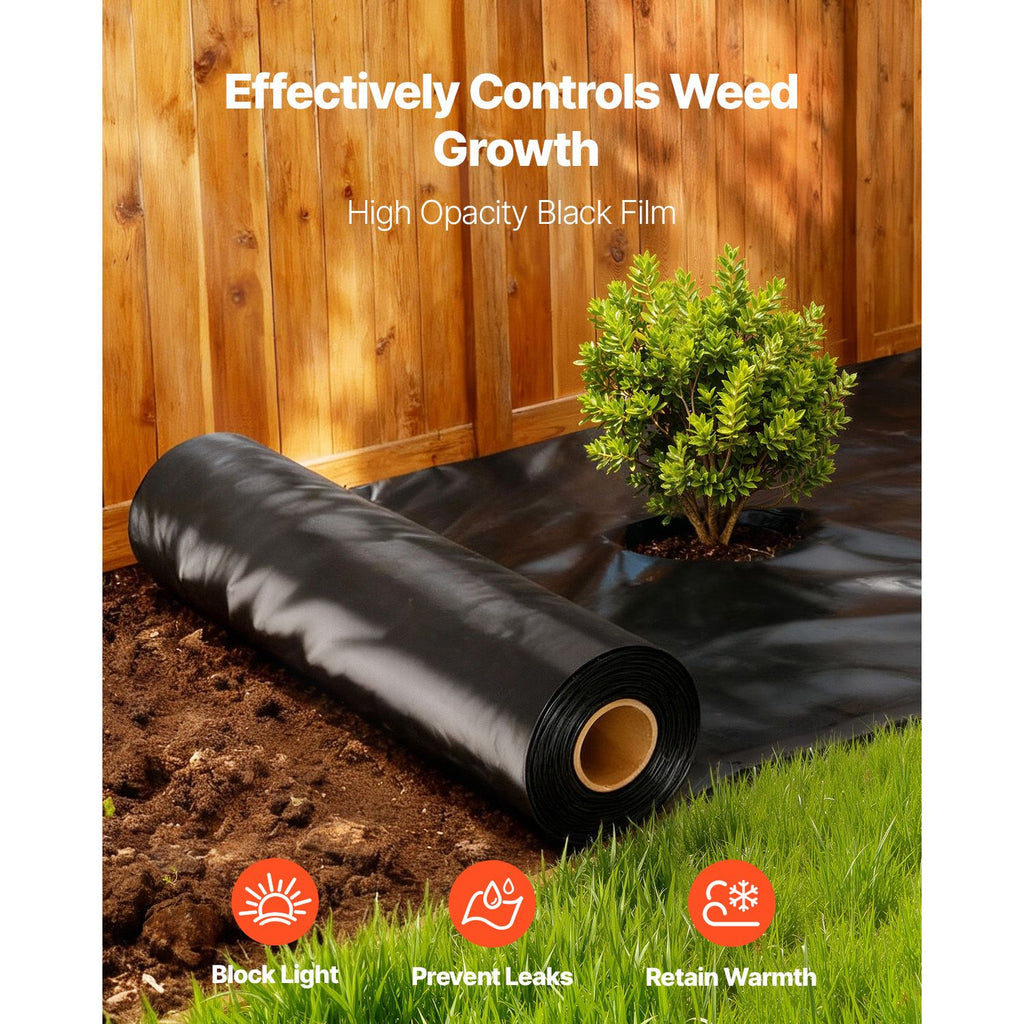 Plastic Sheeting Heavy Duty 10' x 100', 6 Mil Thick Plastic Sheeting Roll, Plastic Drop Cloth Painters Tarp, Polyethylene Covering for Crawl Space Vapor Barrier, Multi-Purpose, Black