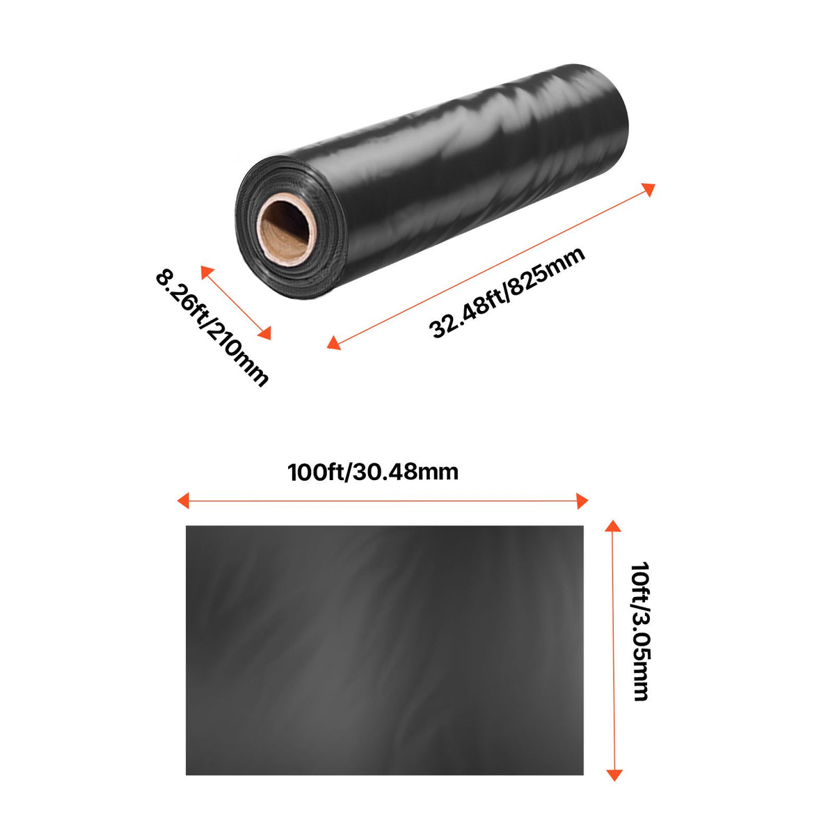 10 Mil Plastic Sheeting Heavy Duty 10' x 100', Thick Plastic Sheeting Roll, Plastic Drop Cloth Painters Tarp, Polyethylene Covering for Crawl Space Vapor Barrier, Multi-Purpose, Black