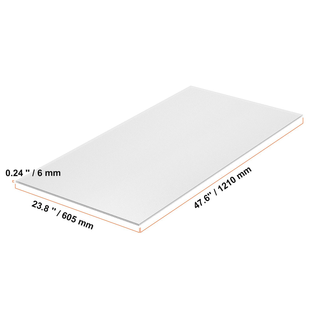 15 Pack Polycarbonate Greenhouse Panels, 2' X 4' X 0.24'' Roof Panels Sheets, Waterproof UV Protected Corrugated Plastic Roofing, Impact Resistance Clear Roofing Sheets for Greenhouse/Garden