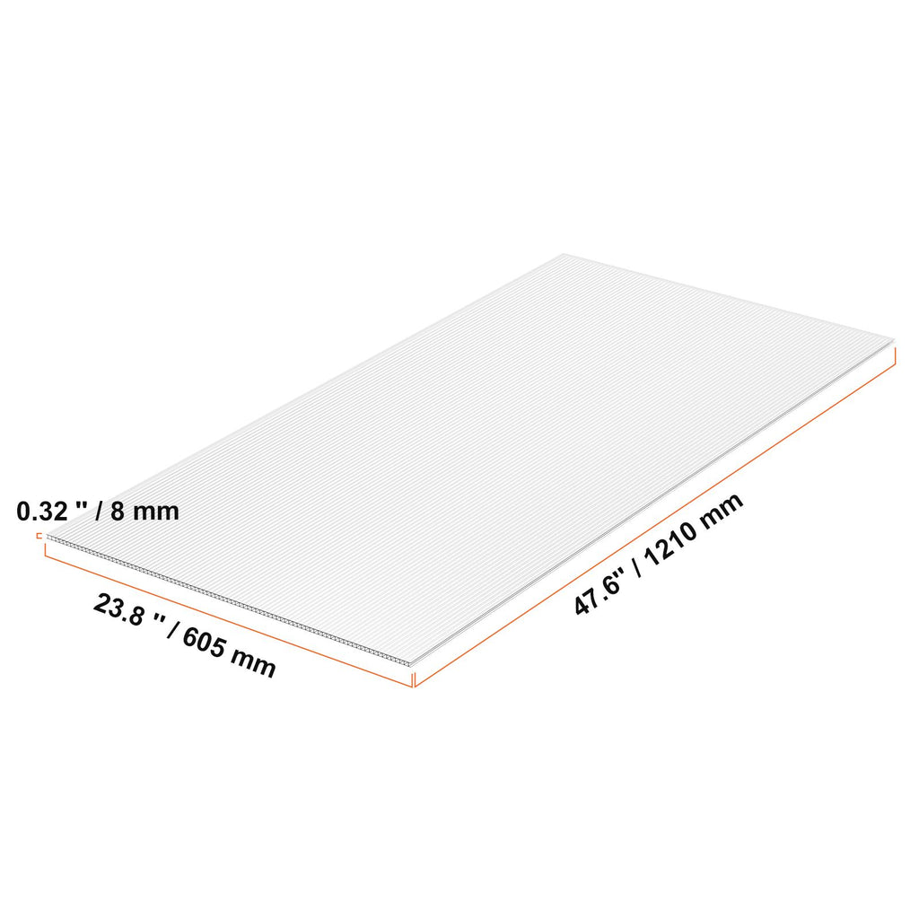 5 Pack Polycarbonate Greenhouse Panels 2' X 4' X 0.32'' Roof Sheets